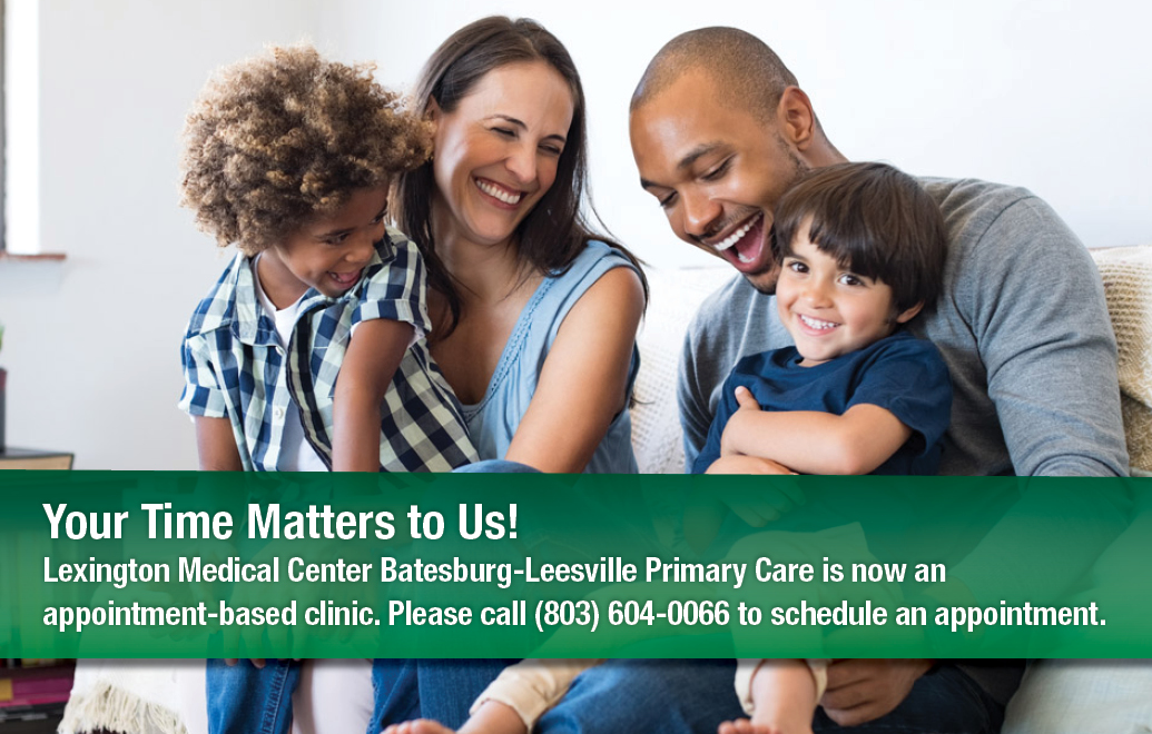 Lexington Medical Center Batesburg-Leesville Primary Care is now an  appointment-based clinic. Please call (803) 604-0066 to schedule an appointment.